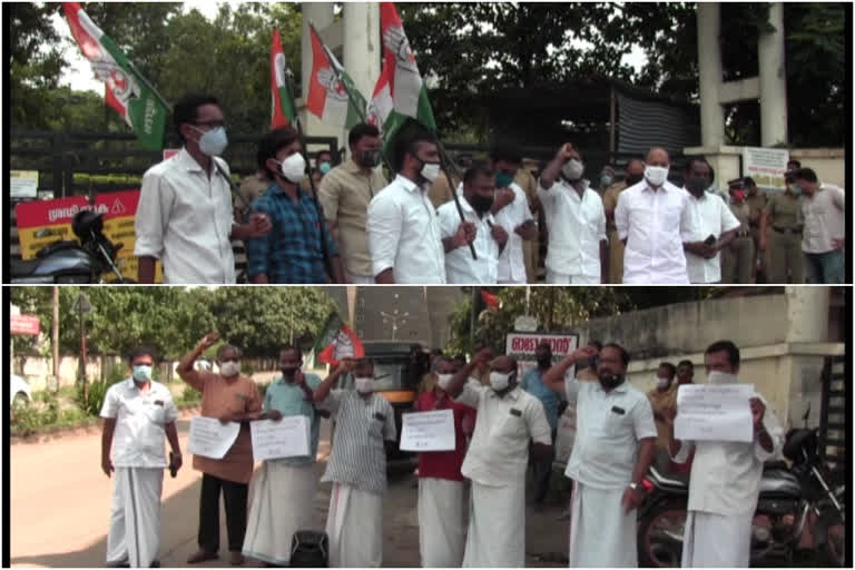 covid patient's death  covid death  bjp, youth congress protest  bjp protest  youth congress protest  eranakulam  kalamasssery  covid  covid patient  കൊവിഡ് രോഗിയുടെ മരണം:  കൊവിഡ് മരണം  കൊവിഡ് രോഗി  ബിജെപി പ്രതിഷേധം  ബിജെപി, യൂത്ത് കോൺഗ്രസ് പ്രതിഷേധം  യൂത്ത് കോൺഗ്രസ് പ്രതിഷേധം