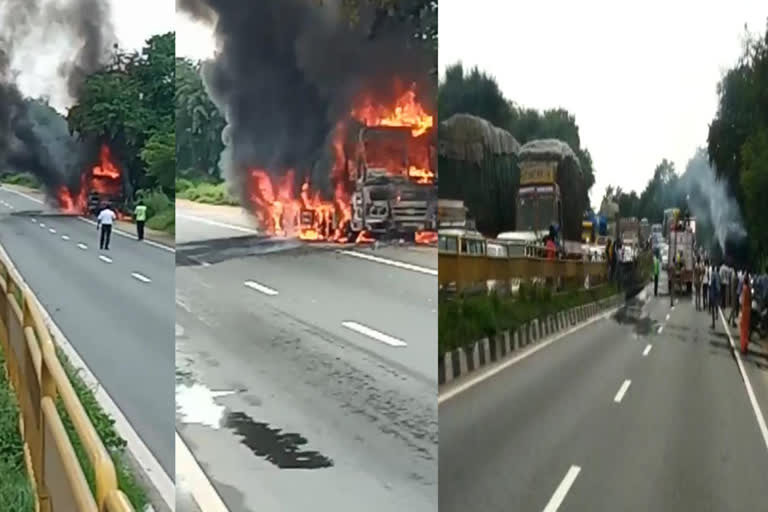 Lorry fire in salem NH