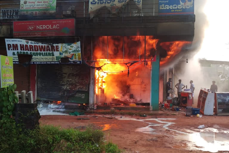 two shops burned down in a  fire accident