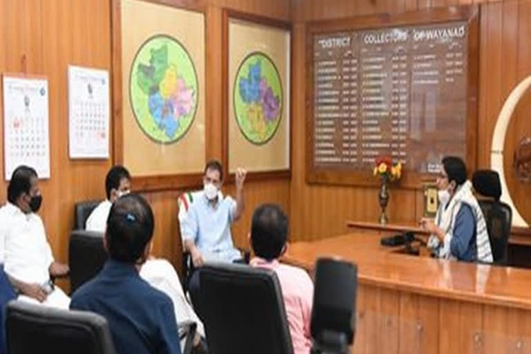 Rahul Gandhi attends COVID-19 review meeting at Wayanad Collectorate