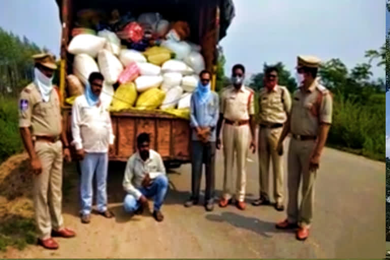 illegal ration rice caught at nirmal district