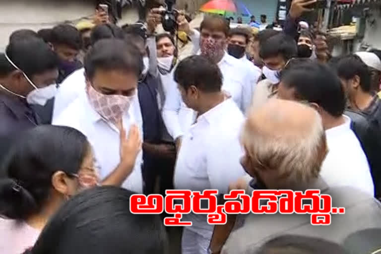 minister ktr helped to Flood victims in hyderabad