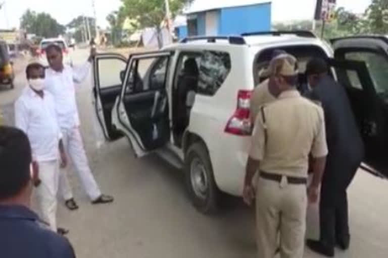 finance minister harish rao vehicle inspection at rampur