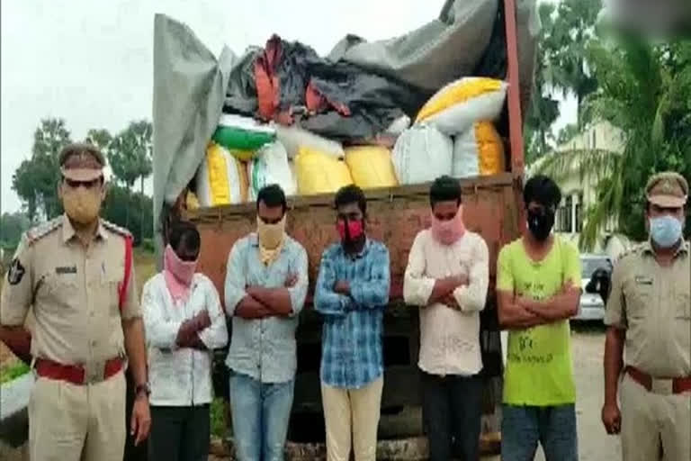 Andhra Police recovers 100 quintals of PDS rice being transported illegally in Krishna district, five held