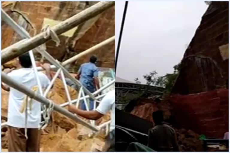 Landslides broke out near Durgagudi at Vijayawada  ദുർഗാഗുഡിയിൽ മണ്ണിടിച്ചിൽ  വിജയവാഡ