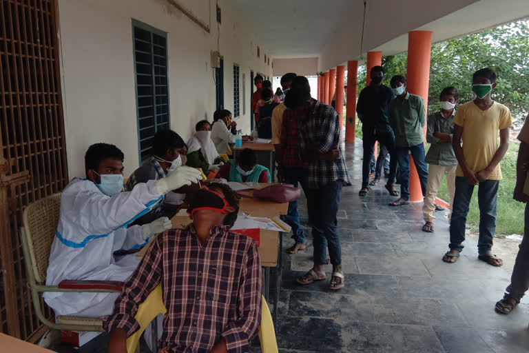 covid-19 tests at zphs of  Chilakaluripet mandal guntur district