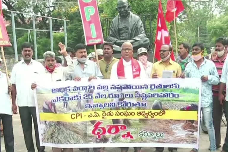 farmers committee protest at kurnool collectorate