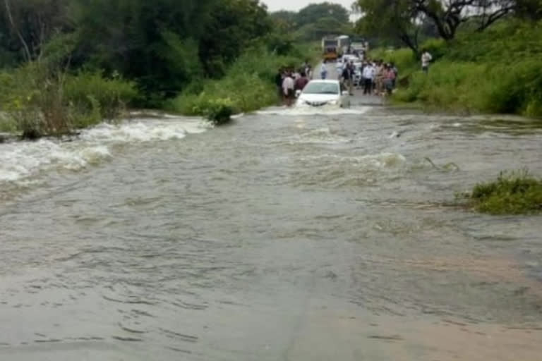 Streams and meanders flowing with heavy rains in chitthore district
