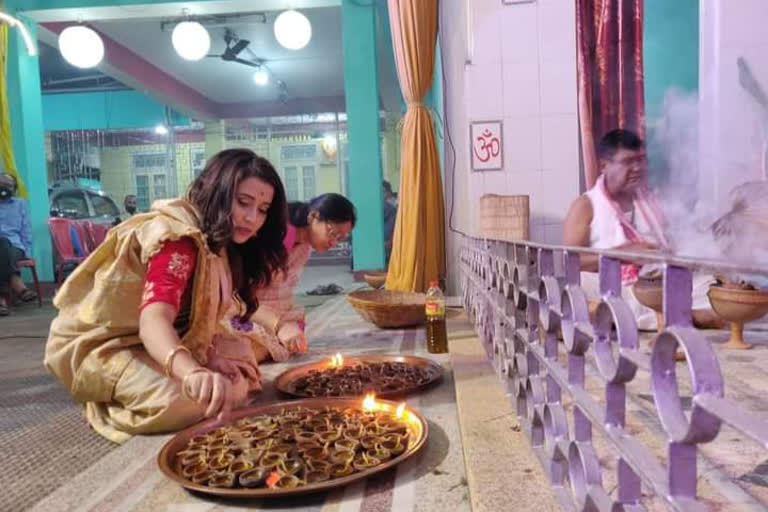 Durga puja at Actress Barsha Rani Bishaya's house campus