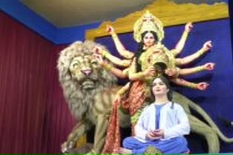 Durga crowning a health care worker