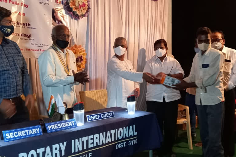 Solar lamp distribution by Rotary Club in Bagalkot