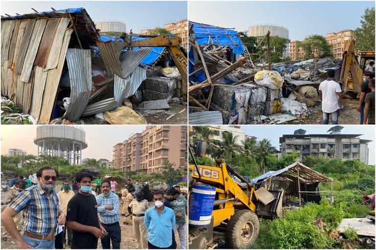 मीरा भाईंदर महानगरपालिका अतिक्रमण विभागाकडून अनधिकृत बांधकामे तोडण्यात आली