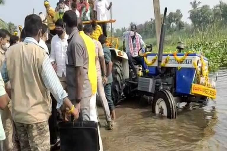 TDP's Nara Lokesh escapes unhurt in tractor incident
