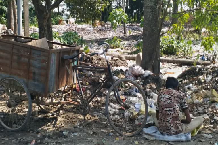 The road to marigaon's Harijan Colony  full of Garbage