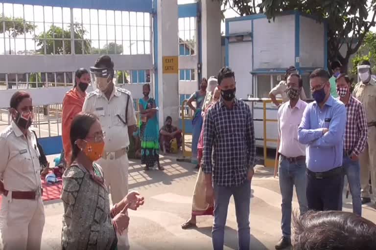 Katikela villagers protest at the main gate of Vedanta Company