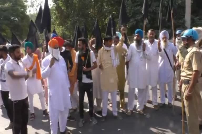 farmers protest in Sirsa against  agricultural law