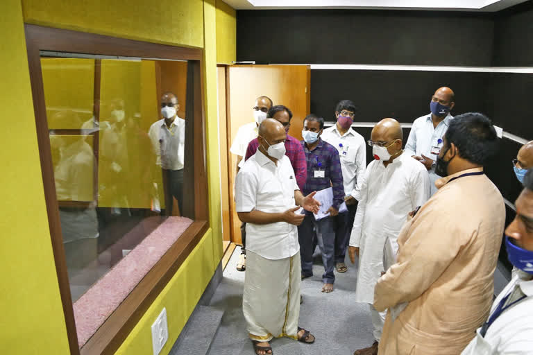 TTD EO Jawahar Reddy inspecting SVBC's new office.