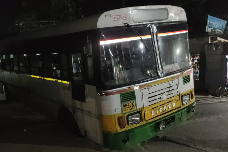 Bus stuck in culvert