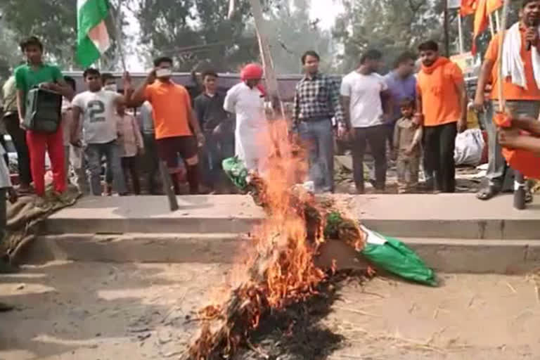 Karni Sena protest and demand hanging of convicts in nikita murder case in palwal