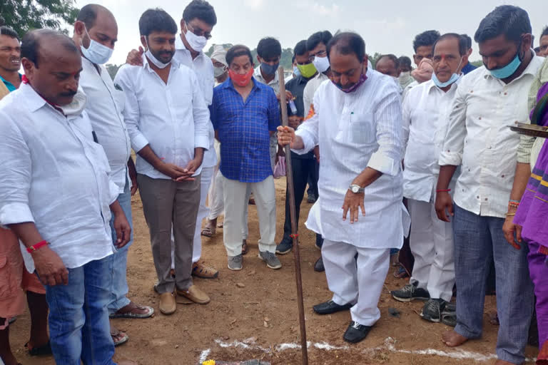 minister indrakaran reddy foundation stone for temple in nirmal district