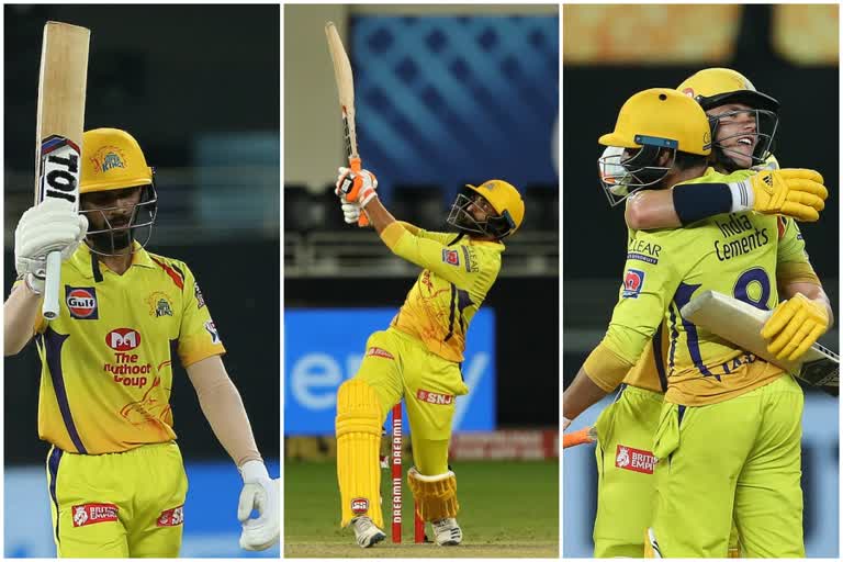 chennai won the match  ദുബായ്  ipl2020  ipl uae2020  chennai super kings  kkr-csk  csk-kkr  കൊല്‍ക്കത്ത  ചെന്നൈ  റുതുരാജ് ഗെയ്ക്‌വാദ്