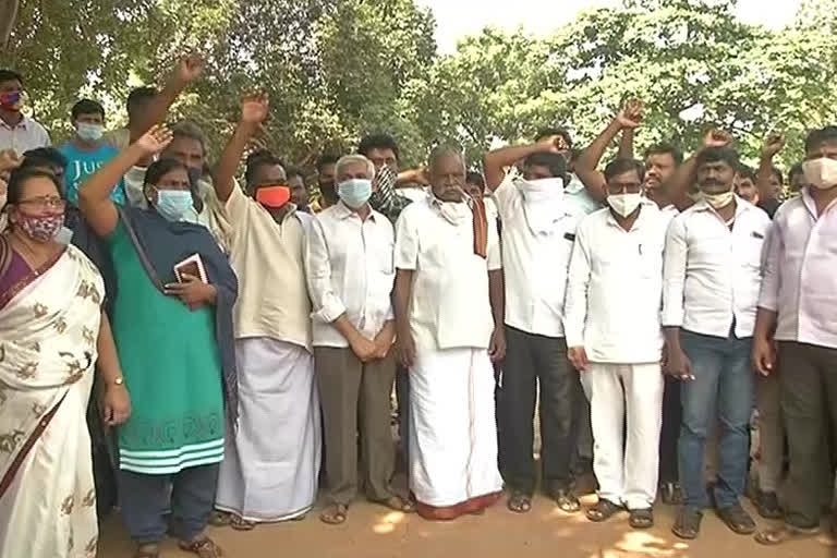 pig owners protest in GVMC gandhi statue in vizag