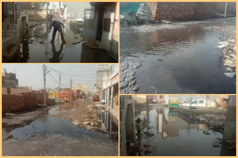 Dirty water of drains on the streets of BegumPur, locals upset