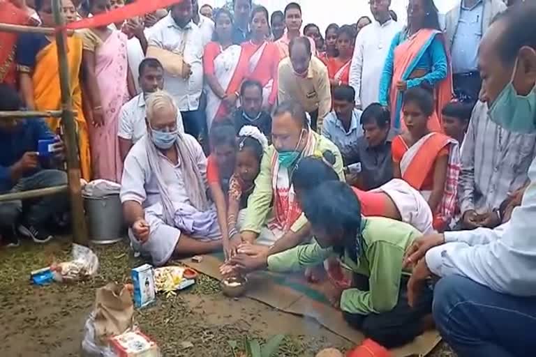 Laying of foundation stone of Model High School under Self Rights Development Fund at Tingkhang Tea Garden