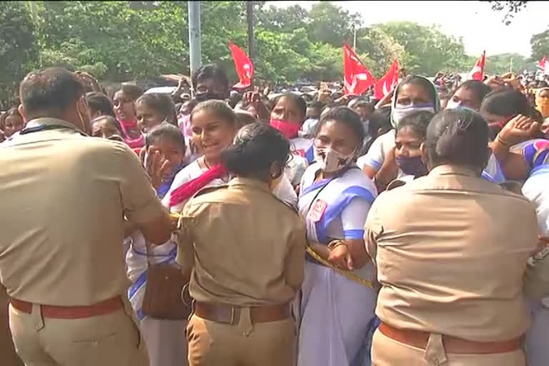 asha workers arrest at visakha