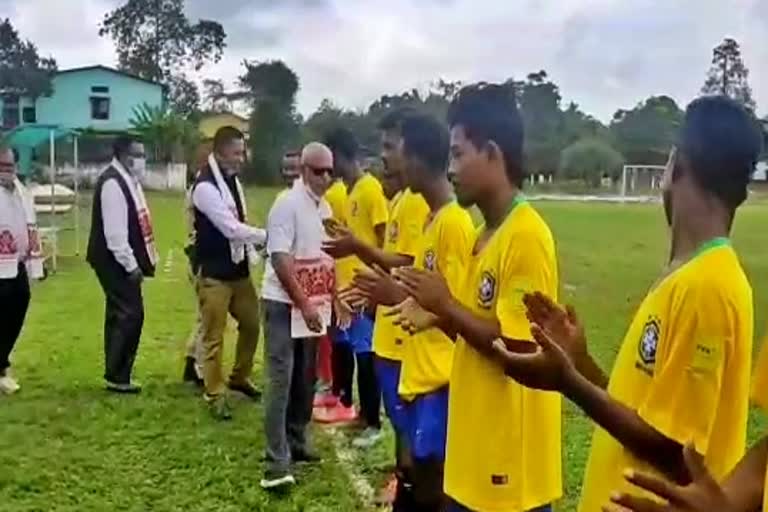 Football match start in sivsagar after covid 19 assam etv bharat news