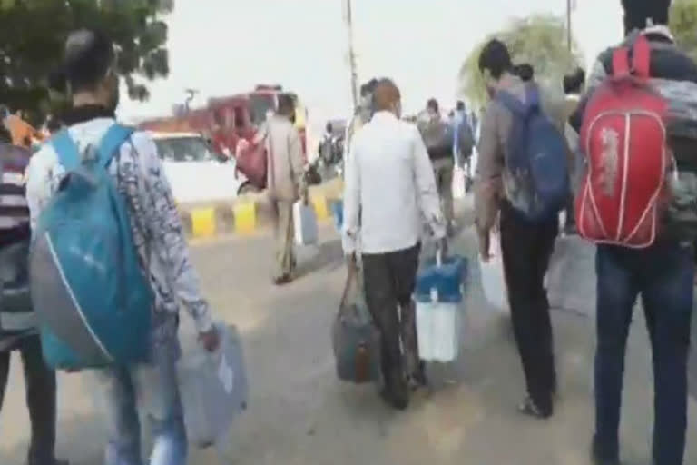 Polling staff left for polling booth