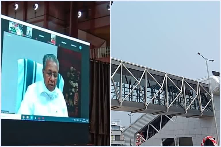 കോഴിക്കോട്  keala's first indoor escalator  indoor escalator over bridge  pinarayi vijayan  kozhikode  ഹർദിസ് പുരി  hardis puri  chief minister  video conference inaguration  രാജാജി റോഡ്  rajaji road  മുഖ്യമന്ത്രി  online  ഓൺലൈൻ  ഇൻഡോർ എസ്കലേറ്റർ മേൽപാലം  കേരളം  ആദ്യത്തെ ഇൻഡോർ എസ്കലേറ്റർ മേൽപാലം  കൊച്ചി മെട്രോ റെയിൽ കോർപറേഷൻ  kochi metro rail corporation