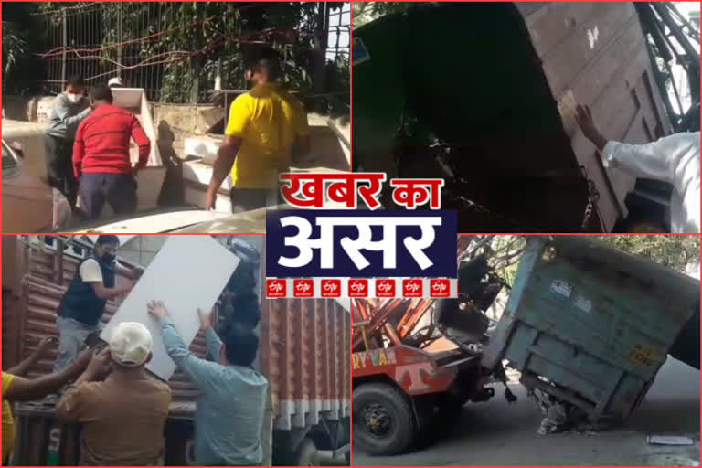 encroachment removed from govindpuri guru ravidas marg after etv bharat news coverage