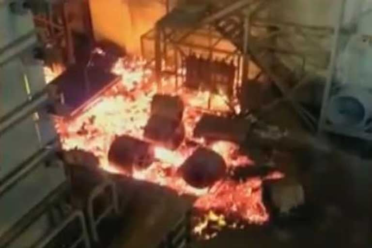 A fire broke out at the Visakhapatnam steel plant