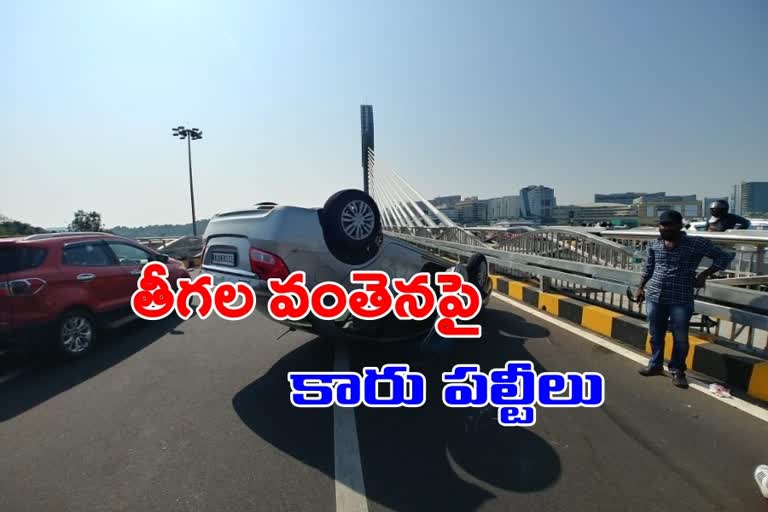 car accident on durgam cheruvu cable bridge in hyderabad