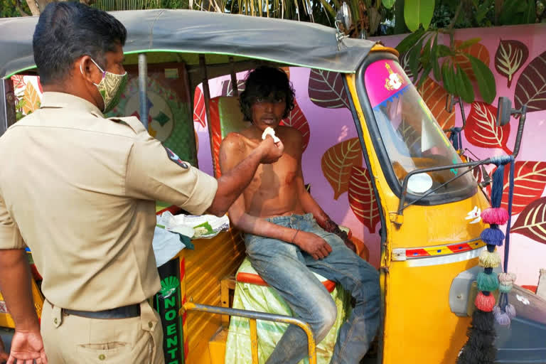 police officers help for a insane person