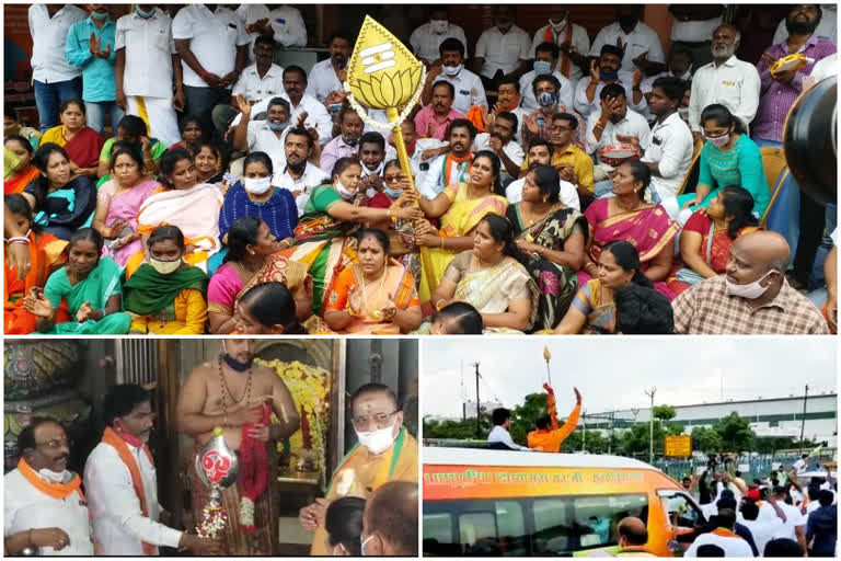 TN BJP begins vetri vel yatra  BJP  vetri vel yatra  Murugan  സര്‍ക്കാര്‍ നിര്‍ദ്ദേശം ലംഘിച്ച് വെട്രിവേല്‍ യാത്ര ആരംഭിച്ചു; ആര്‍ക്കും തടയാനാവില്ലെന്ന് ബിജെപി  വെട്രിവേല്‍ യാത്ര  ബിജെപി  ആര്‍ക്കും തടയാനാവില്ലെന്ന് ബിജെപി