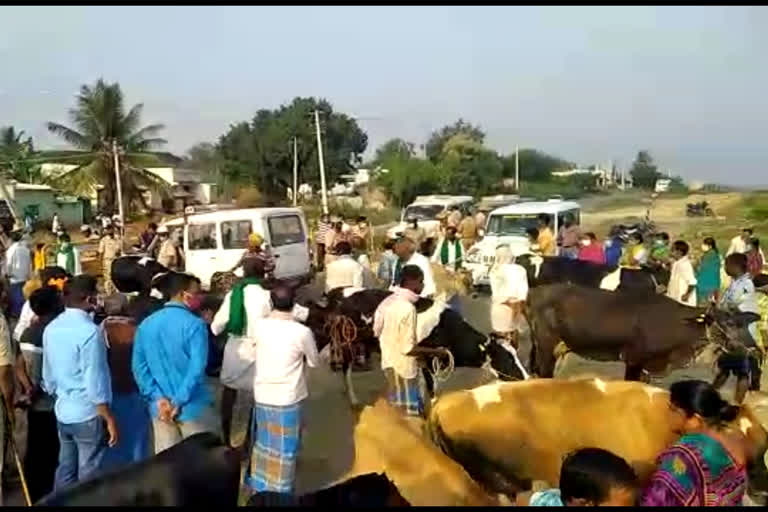 Villagers protested with Animals