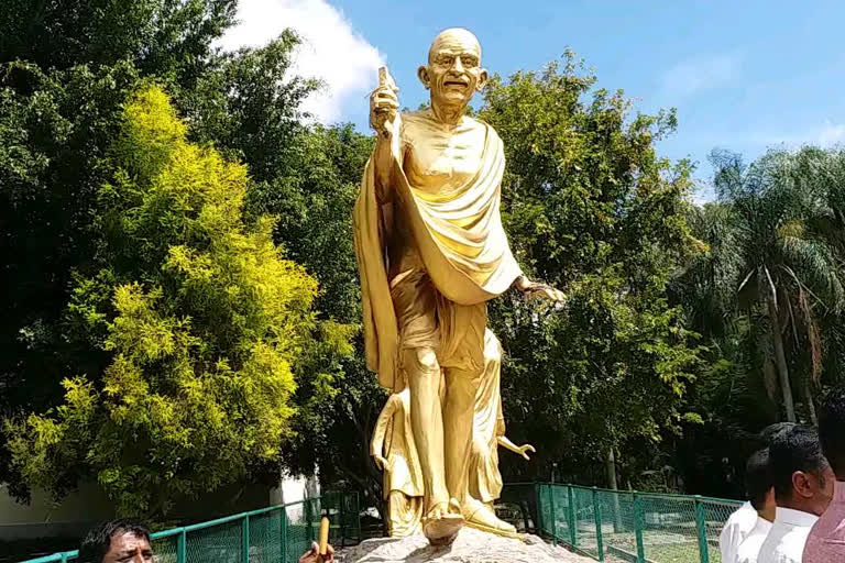 Mahatma Gandhi statue distorted by bastards in Mysuru