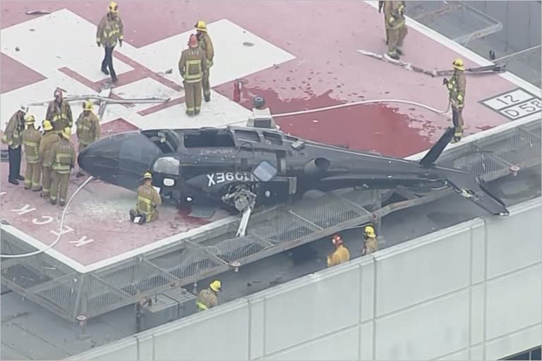 Helicopter delivering human organ crashes in Los Angeles