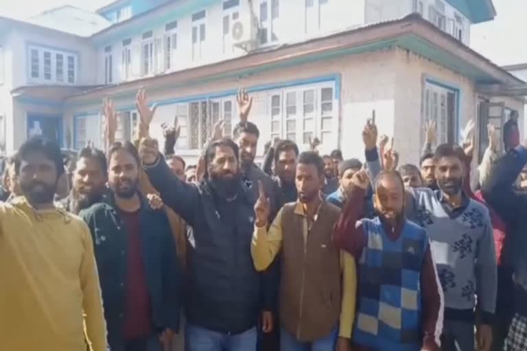 Temporary employees protest for permanent employment in Bajbhara