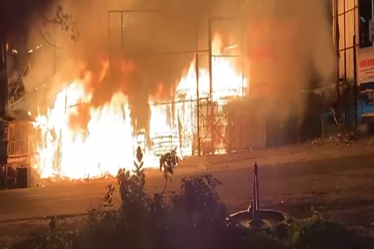 fire broke out on shops