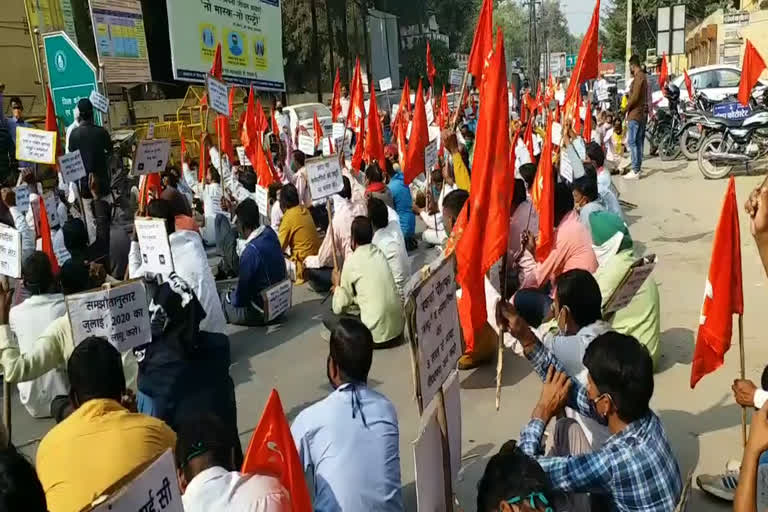 श्रीगंगानगर में श्रमिकों ने डाला पड़ाव, Workers put stop in Sriganganagar