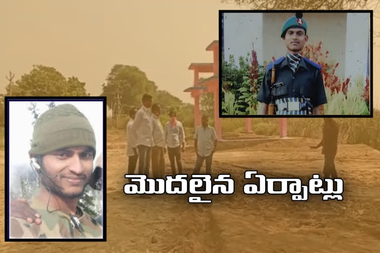 soldier mahesh cremation Arrangements at kompally in nizamabad