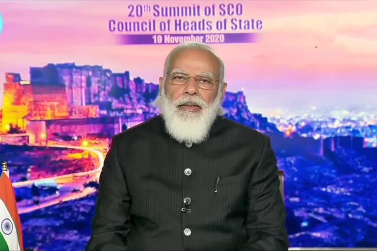 Delhi: Prime Minister Narendra Modi addresses at the 20th Summit of SCO Council of Heads of State, via video-conferencing.