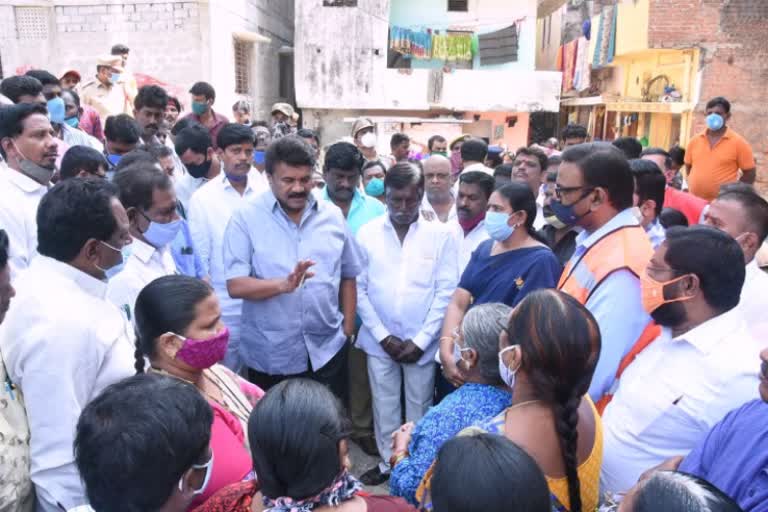 minister talasani srinivas yadav visit double bed room houses in cc nagar