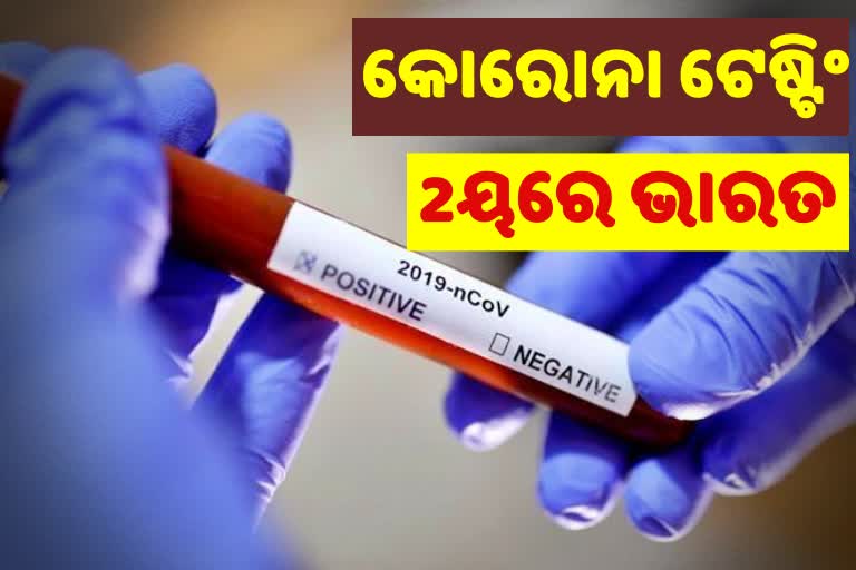 କୋରୋନା ଟେଷ୍ଟିଂରେ ବିଶ୍ବରେ ଦ୍ବିତୀୟରେ ଭାରତ