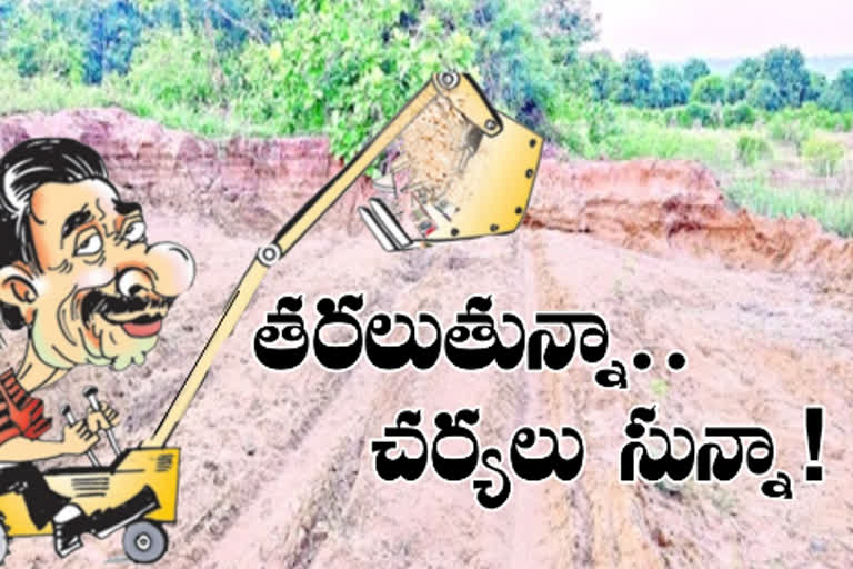 illegal transportation of sand at bheemaram in mancherial district