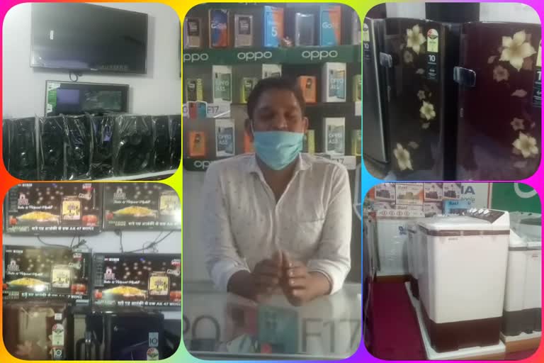 Electronic goods shopkeeper are waiting for customers in view of Diwali