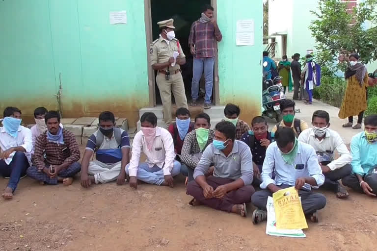 junior panchayat secretary candidates protest at mahabubabad panchayat office